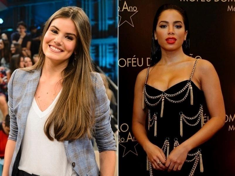 Camila Queiroz e Anitta têm 23 anos. A cantora, que já fez plástica e preenchimento labial, parece ser um pouco mais velha que a atriz - Divulgação/TV Globo