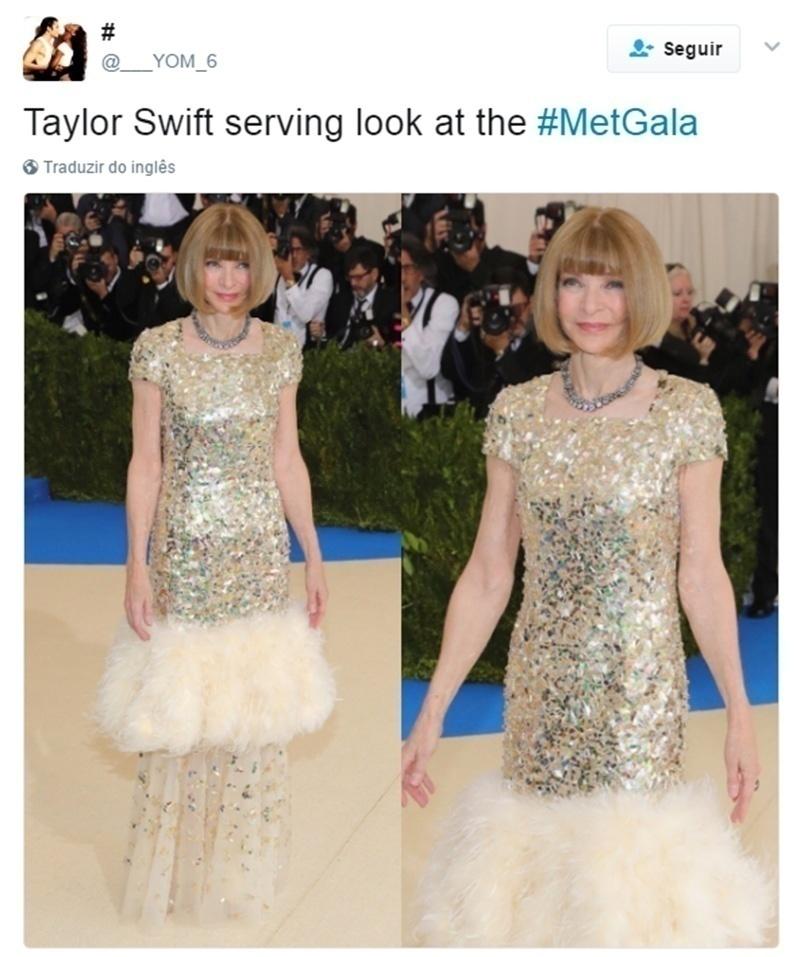 Há quem acredite que Anna Wintour está a cara de Taylor Swift no baile do Met Gala - Reprodução/Twitter