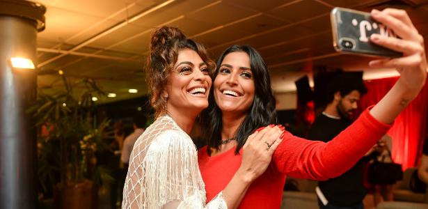 Juliana Paes e Maria Joana tiram selfie - Raquel Cunha/TV Globo - Raquel Cunha/TV Globo