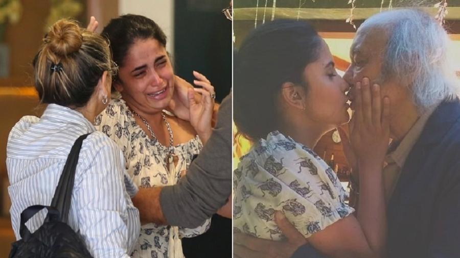 A pedagoga Fernanda Passos foi às lágrimas e precisou ser amparada no velório do marido, Erasmo Carlos - Roberto Filho/Brazil News e Reprodução/Instagram