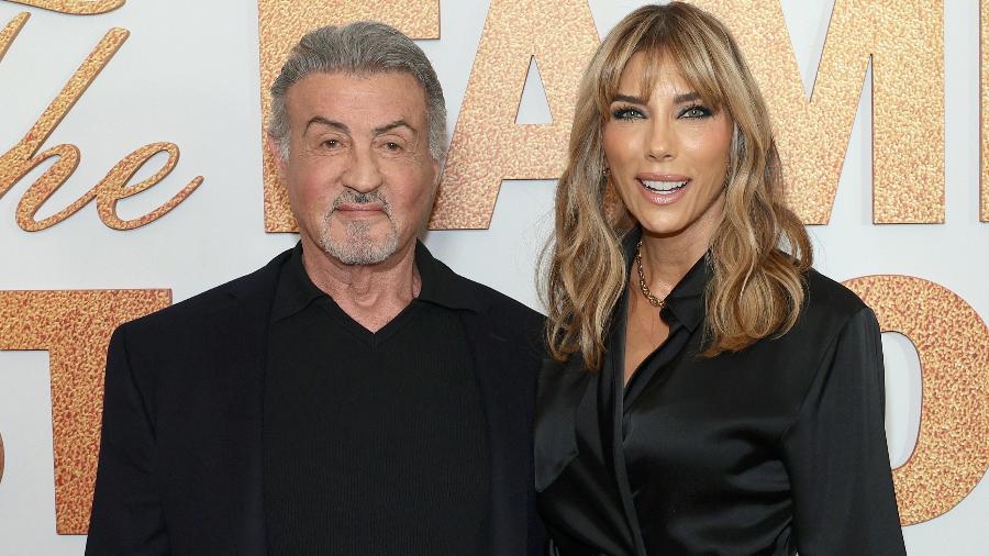 Sylvester Stallone e Jennifer Flavin na pré-estreia de "A Família Stallone", em Nova York -  Dimitrios Kambouris/Getty Images for Paramount+