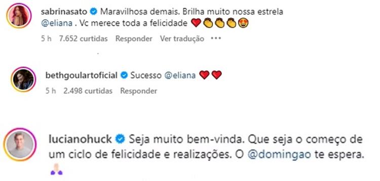 Ida de Eliana à Globo é comentada por famosos