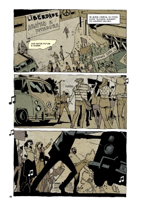Cenas da graphic novel "Ditadura no Ar - Coração Selvagem" dos autores Raphael Fernandes e Rafael Vasconcellos - Divulgação - Divulgação