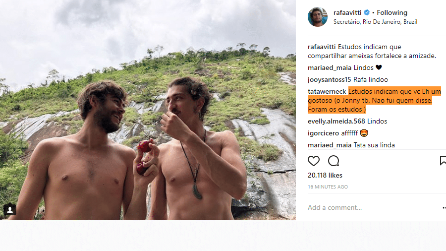 Tatá Werneck comenta foto de Rafael Vitti e Johnny Massaro - Reprodução/Instagram