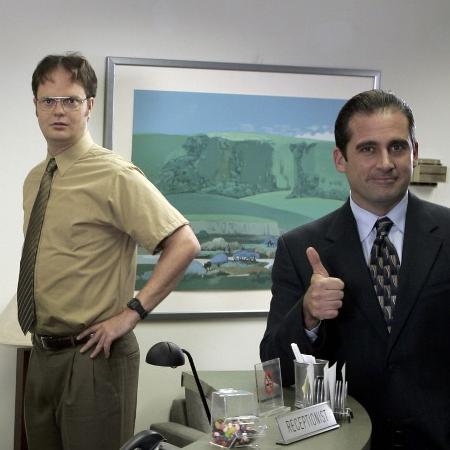 Rainn Wilson como Dwight e Steve Carell como Michael Scott em The Office - Divulgação
