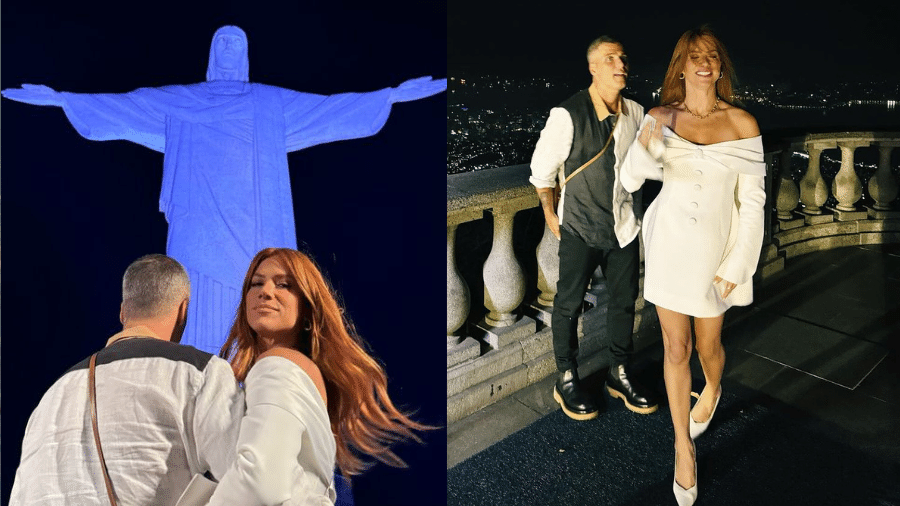 Giovanna Ewbank e Bruno Gagliasso visitam o Cristo Redentor