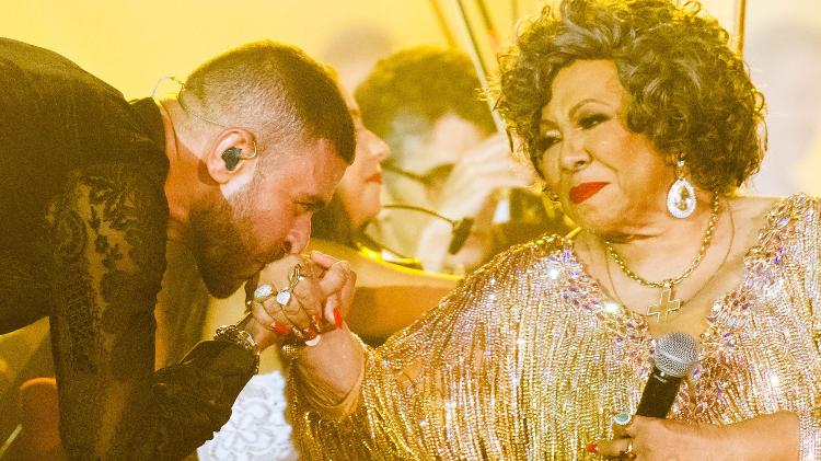 22.set.2024 - Alcione e Diogo Nogueira se apresentam no palco Sunset na última noite de Rock in Rio