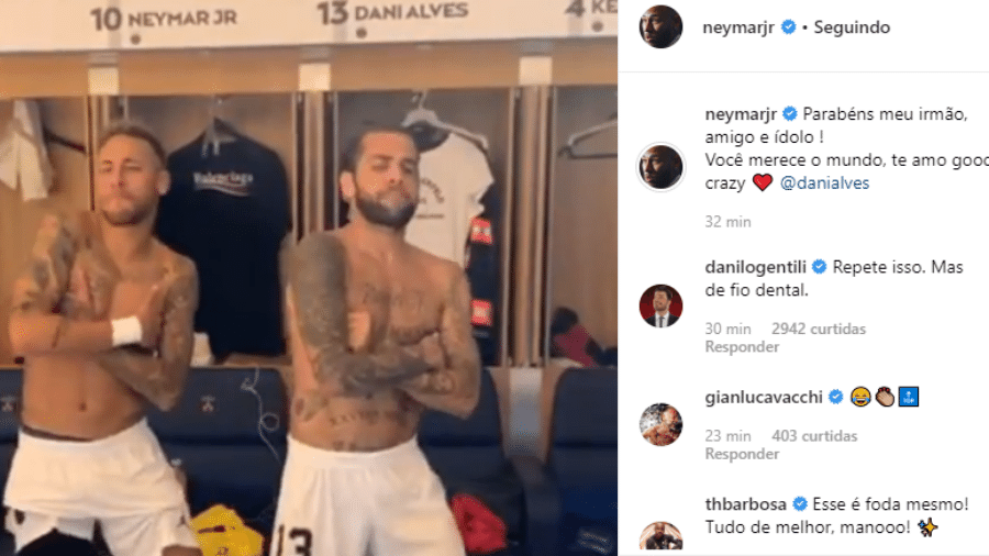 Neymar posta vídeo dançando funk com Daniel Alves e Danilo Gentili zoa - Reprodução/Instagram