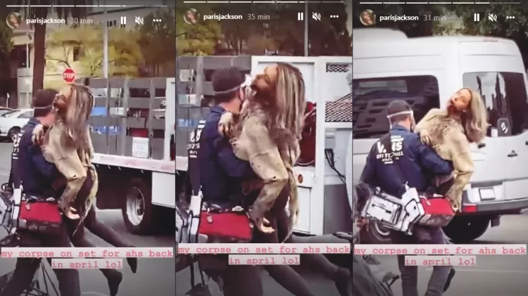 'Cadaver' de Paris Jackson sendo carregado no set de American Horror Stories - Instagram/@ParisJackson - Instagram/@ParisJackson