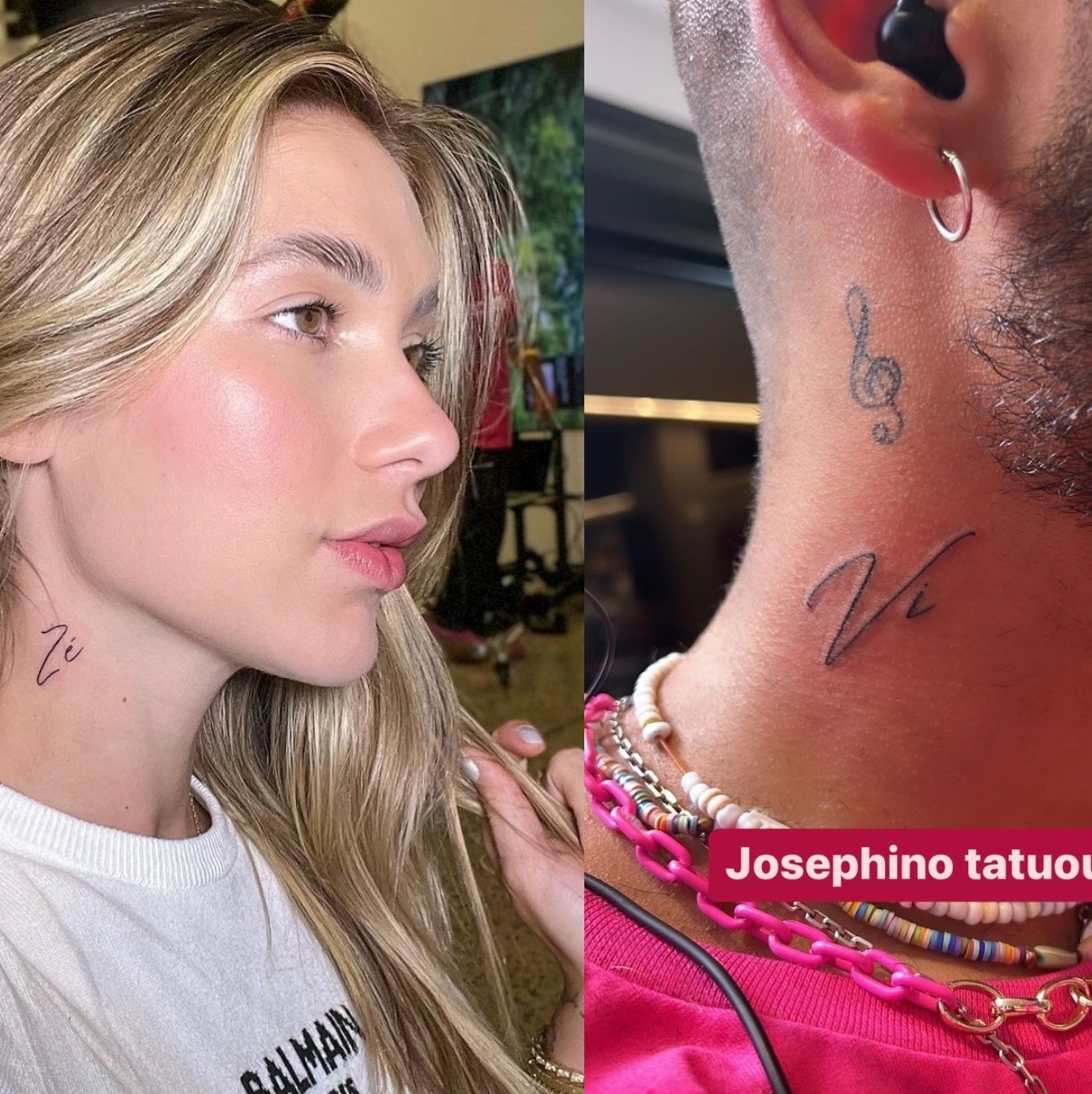 Virginia e Zé Felipe se homenageiam com tatuagens no pescoço