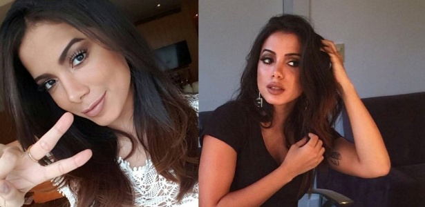 Anitta, à esquerda, em foto publicada há oito semanas e, à direita, em foto atual com os lábios mais grossos - Reprodução/Instagram/anitta