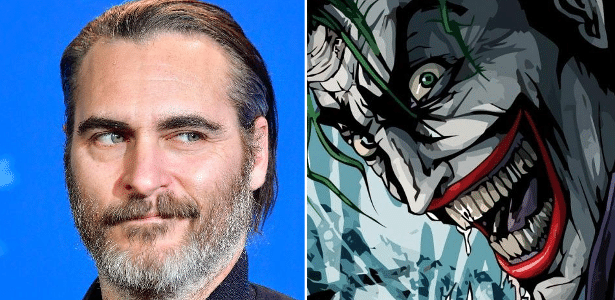 O ator Joaquin Phoenix é cotado para viver o vilão Coringa nos cinemas - AFP/Tobias SCHWARZ/Reprodução/Montagem - AFP/Tobias SCHWARZ/Reprodução/Montagem