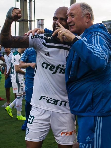 Felipe Melo e Felipão na comemoração do último título brasileiro do Palmeiras - Bruna Prado/Getty Images