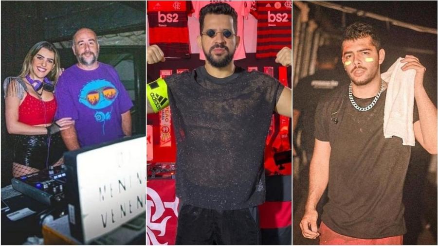 DJs Pillar e Luciano Vianna tiveram lives derrubadas ao contrário de Dennis e Pedro Sampaio - Montagem de fotos de arquivo pessoal e reprodução/Instagram