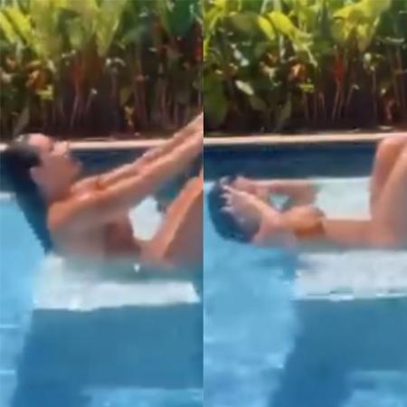 Scheila Carvalho treina em piscina - Reprodução / Instagram