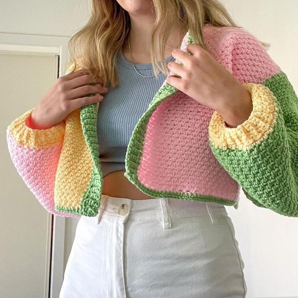 cardigan de crochê harry styles