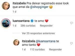 Luan Santana elogia beleza de Izabela Cunha, nas redes sociais
