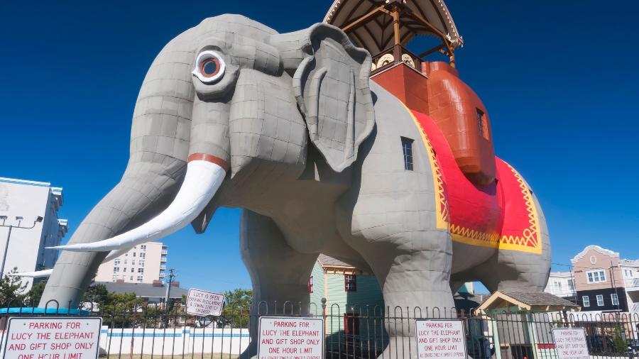 Lucy the Elephant, em Margate City, nos EUA: prédio é a mais antiga atração de beira de estrada dos EUA