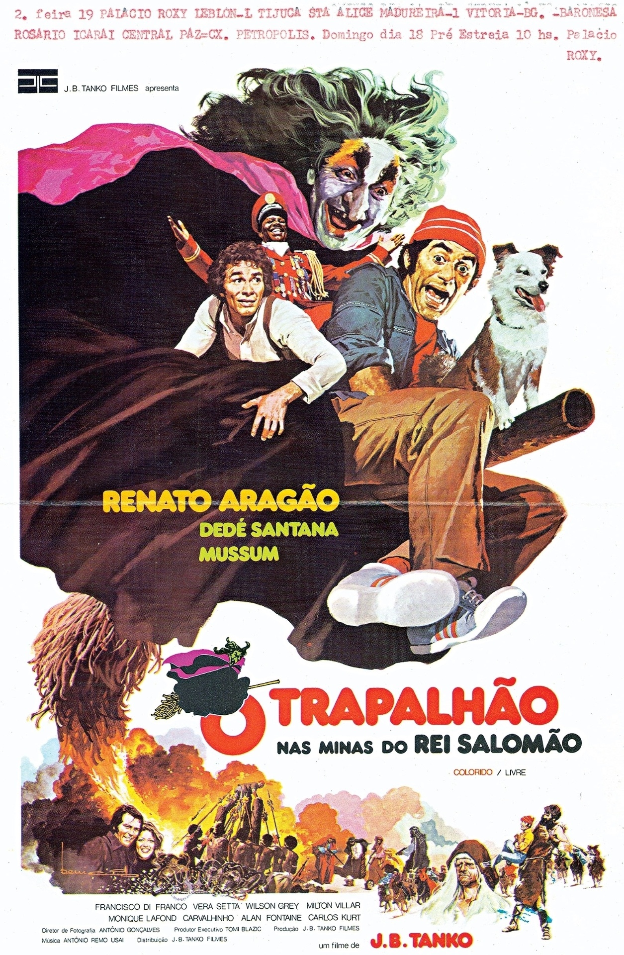 Filme mais visto dos Trapalhões nos cinemas, "O Trapalhão nas Minas do Rei Salomão", de 1977, levou quase seis milhões de espectadores - Divulgação