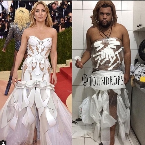 John Drops recriou o look de Kate Hudson durante o baile beneficente Met Gala, que aconteceu esta semana em Nova York, nos Estados Unidos - Reprodução/Instagram/johndrops