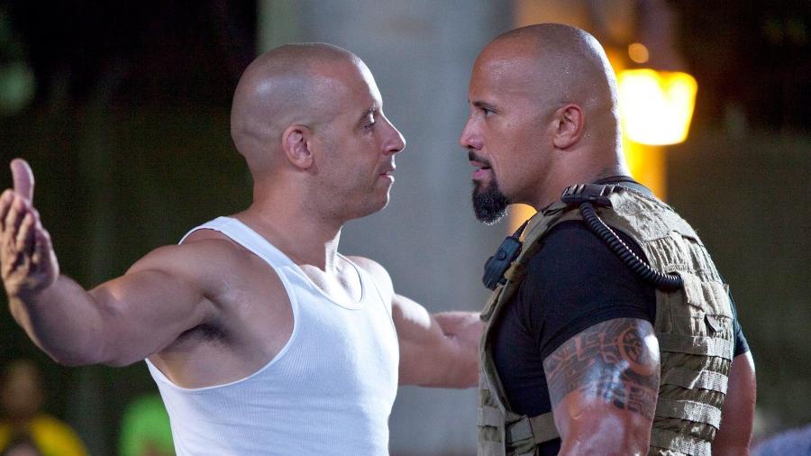 Os atores  Vin Diesel e Dwayne Johnson  - Divulgação