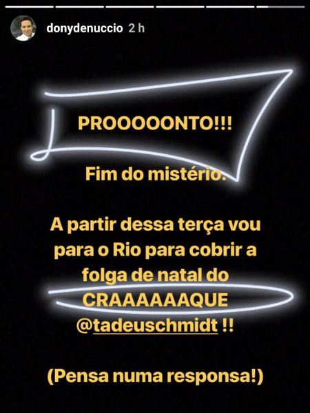 Dony de Nuccio anuncia que apresentará o "Fantástico" - Reprodução/Instagram - Reprodução/Instagram