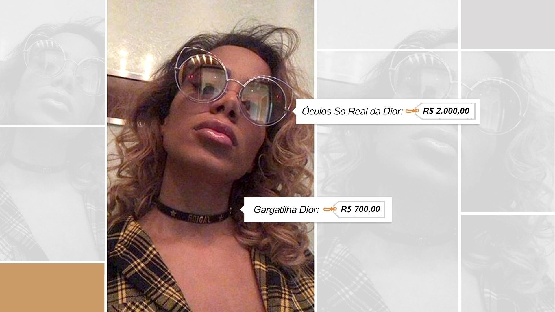 Um dos acessórios preferidos são os óculos e a marca preferida, claro, é Dior. Esse modelo está na casa dos R$ 2.000,00 - Reprodução/Instagram/Arte UOL