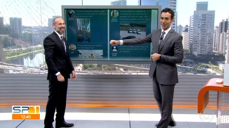 César Tralli devolveu o toque do consultor de condomínio do "SP1", Marcio Rachkorsky - Reprodução/TV Globo - Reprodução/TV Globo