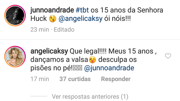 Angélica comenta foto publicada por Junno Andrade - Reprodução/Instagram - Reprodução/Instagram