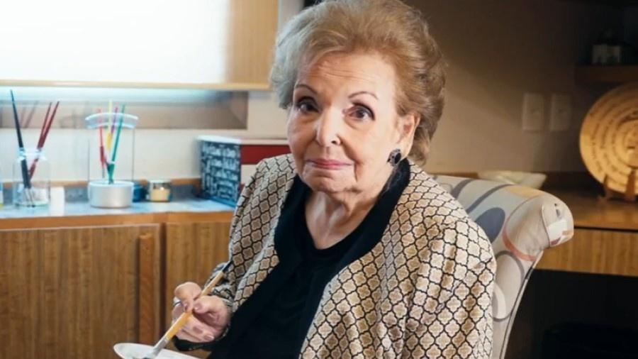 Dona Cordélia Silva, aos 95 anos, em homenagem feito por Faustão em novembro de 2020 - Reprodução/TV Globo