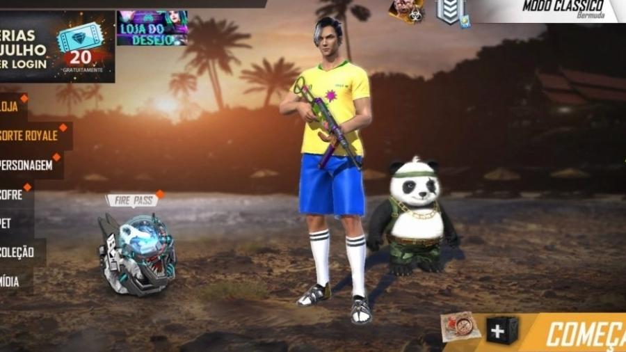 Free Fire, skin da camisa da Seleção Brasileira de Futebol  - Reprodução/Garena