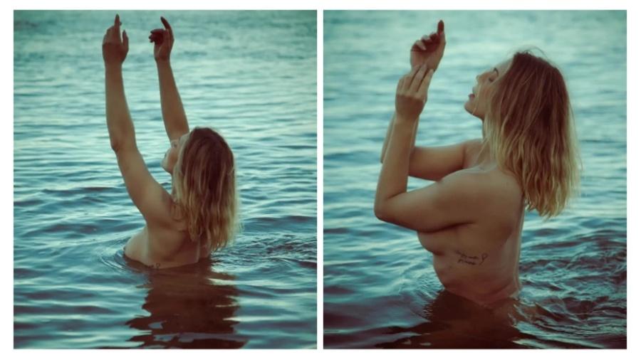 Sheila Mello se banhou e fez topless - Reprodução