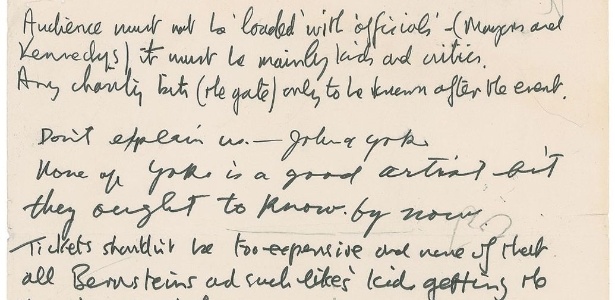 Nota de Lennon e Ono escrita em 1969 para o assessor dos Beatles - RR Auction - RR Auction