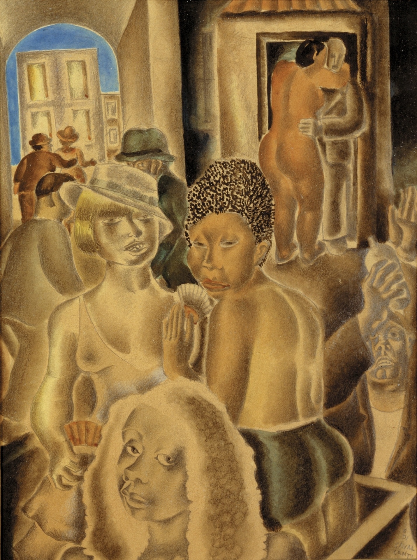 Mangue, 1929. A exposição "Di Cavalcanti - Conquistador de Lirismos" tem inauguração dia 17 de março, na Galeria Almeida e Dale (rua Caconde, 152 - Jardim Paulista), onde fica até 28 de maio de 2016. Visitação: De segunda a sexta, das 10h às 18h; sábados das 10h às 14h Mais informações: (11) 3887-7130 / www.almeidaedale.com.br - Divulgação