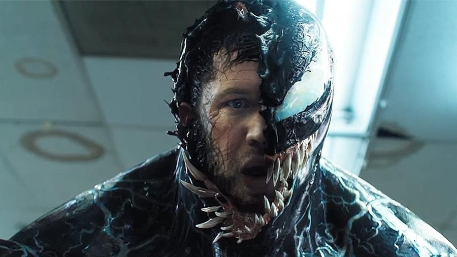 Tom Hardy em cena de "Venom" - Reprodução