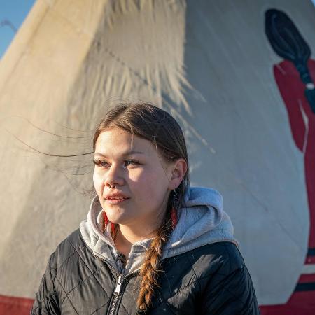 Elle Harris, membro do Long Plains First Nation e filha de Morgan Harris