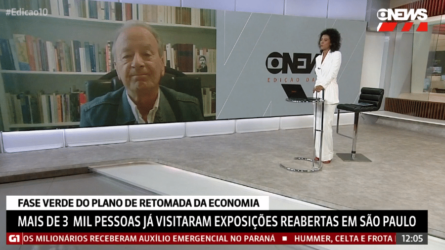 O jornalista Mario Sergio Conti durante o Jornal GloboNews - Reprodução / Globo News