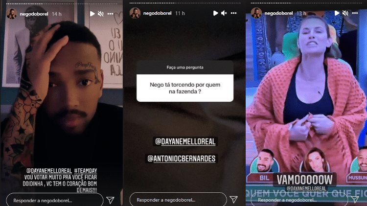 A Fazenda 2021: Nego do Borel declara torcida para Dayane - Instagram/@negodoborel - Instagram/@negodoborel