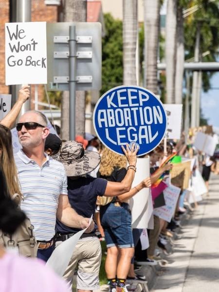 Protestos pró-aborto na Florida, nos EUA - John Parra/Getty Images for MoveOn