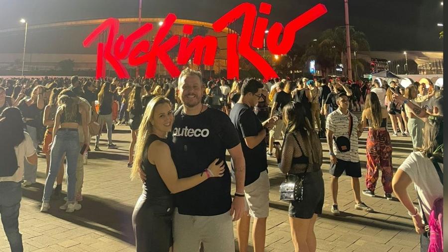 O casal João Cesar e Carla Patrícia no Rock in Rio - Filipe Pavão/UOL