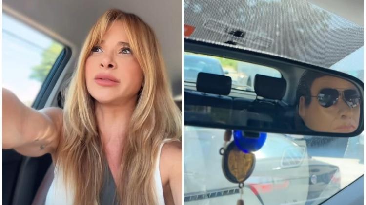Modelo Dany Bananinha é uma das que recorre ao passageiro falso para espantar olhares ao seu carro Modelo Dany Bananinha é uma das que recorre ao passageiro falso para espantar olhares ao seu carro