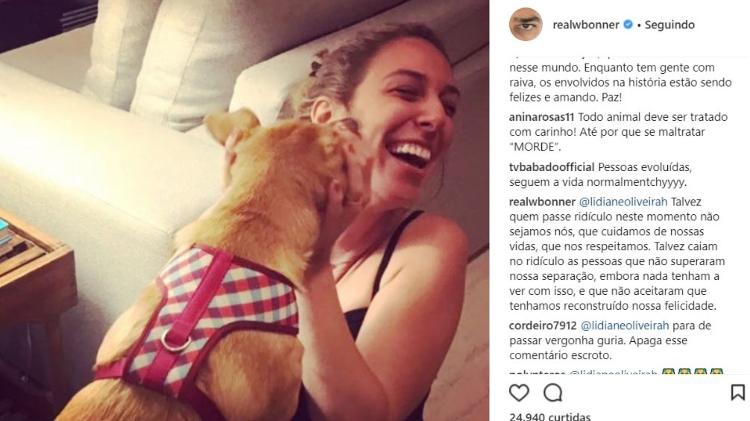 Bonner rebate uma seguidora que chamou a relação dele com a nova namorada de "ridícula" - Reprodução/Instagram  - Reprodução/Instagram 
