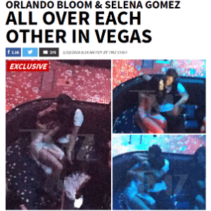 10.mai.2016 - Orlando Bloom e Selena Gomez trocam beijos em Las Vegas - Reprodução/TMZ - Reprodução/TMZ