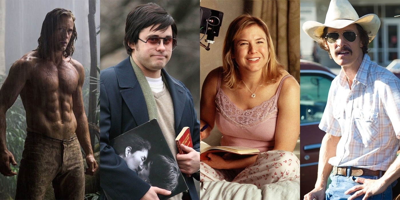 Montagem com os atores Alexander Skarsgård, Jared Leto, Renee Zellweger e Matthew McConaughey - Divulgação