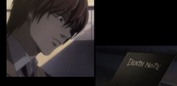 No anime, Light Yagami encontra um caderno capaz de matar quem tiver seu nome escrito nele - 
