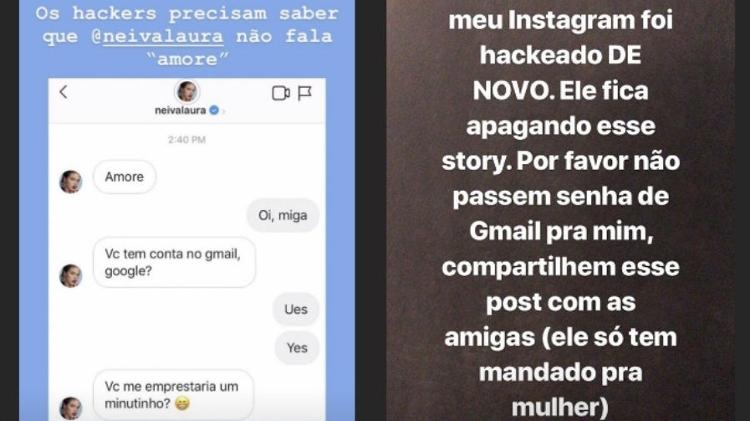 Laura Neiva mostra hacker conversando com seguidora e avisa que teve Instagram invadido - Reprodução/Instagram - Reprodução/Instagram