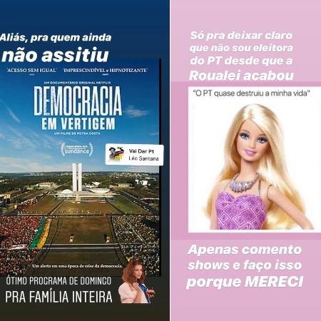 Titi Müller brinca com repercussão de brincadeira com a música "Vai Dar PT" - Montagem/UOL/Reprodução/Instagram/titimuller_ - Montagem/UOL/Reprodução/Instagram/titimuller_