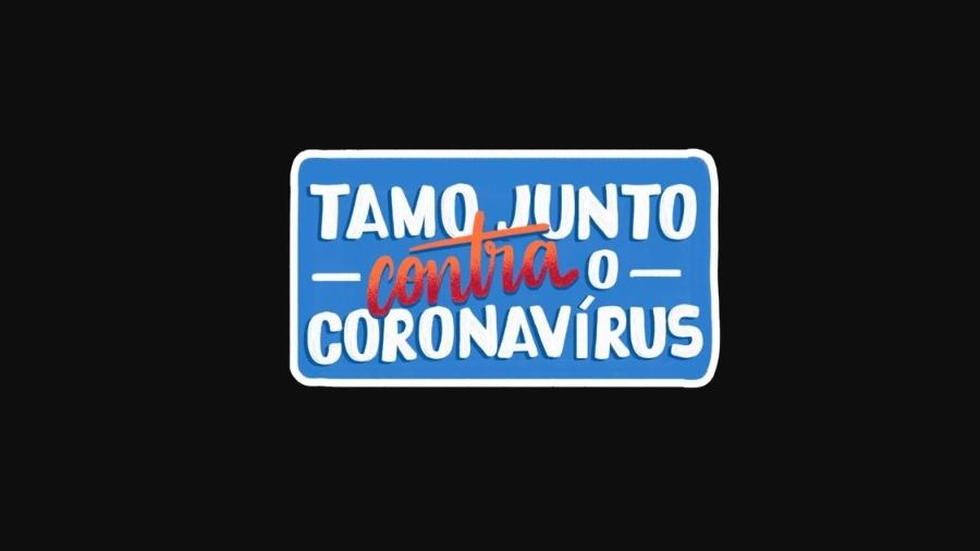 A figurinha que diz "Tamo junto contra o coronavírus" é uma das 11 imagens que compõem o pacote - Reprodução/Sticker.ly