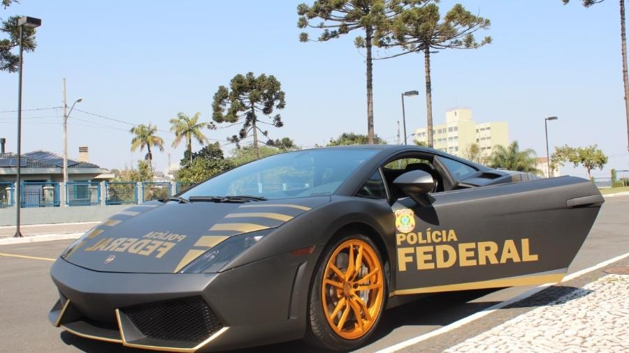 A Lamborghini foi usada como viatura pela PF em eventos especiais no Paraná - Reprodução/ Polícia Federal