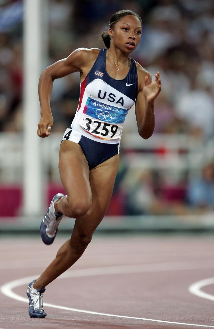 Allyson Felix nas Olimpíadas de Atenas, em 2004